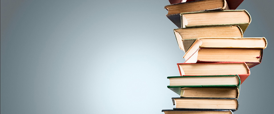 stack of library books